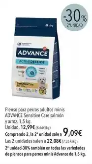 El Corte Inglés Advance - pienso para perros adultos minis sensitive care salmón y arroz oferta