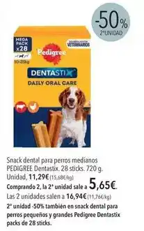 El Corte Inglés Pedigree - dentastix 28 sticks oferta