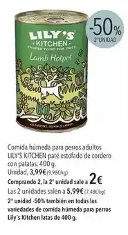 El Corte Inglés Lily's kitchen - comida húmeda para perros adultos paté acolchado de cordero con patas oferta