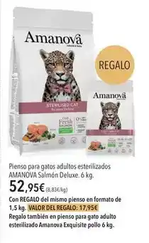 El Corte Inglés Amanova - pienso para gatos adultos esterilizados salmón deluxe oferta