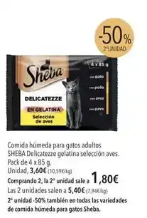 El Corte Inglés Sheba - comida húmeda para gatos adultos gelatina seleccion aves oferta
