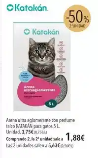 El Corte Inglés Katakán - arena ultra aglomerante con perfume talco para para gatos oferta