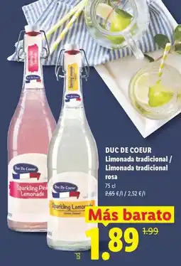Lidl Duc de coeur - limonada tradicional/limonada tradicional rosa oferta