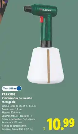 Lidl Parkside - pulverizador de presion recargable oferta