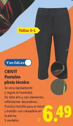 Lidl Crivit - pantalón pirata técnico oferta