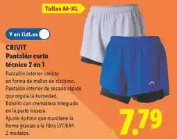 Lidl Crivit - pantalon corto tecnico 2 en 1 oferta