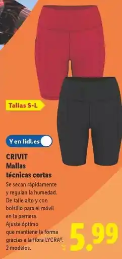 Lidl Crivit - mallas tecnicas cortas oferta