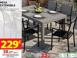 Alcampo Mesa extensible 264x90x75cm gris oferta
