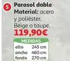 Alcampo Parasol acero poliester doble beige 455x270x240h oferta
