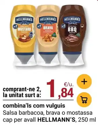 Hellmann's - salsa barbacoa, brava o mostassa cap per avall