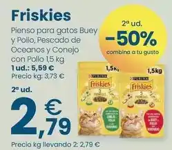 Clarel Friskies - pienso para gatos buey y pollo, pescado de oceanos y conejo con pollo oferta