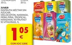 CashDiplo JUVER Disfruta néctar sin azúcar, melocotón, naranja, pera-piña, tropical, manzana, 10 frutas+ 10 vitaminas oferta