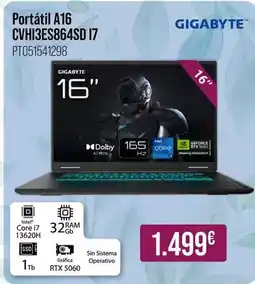 MR Micro Gigabyte - portatil a16 cvh3es864sd i7 oferta