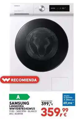 Worten Samsung - lavadora ww11d8f34gwu3 oferta