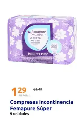 Action Compresas incontinencia Femapure Súper oferta