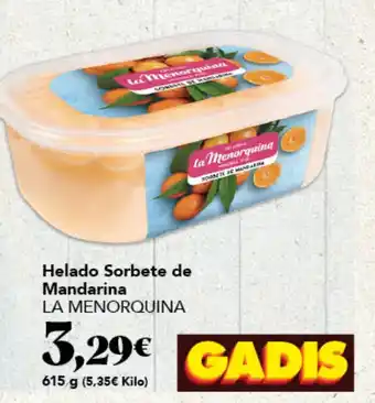 Gadis LA MENORQUINA Helado Sorbete de Mandarina oferta