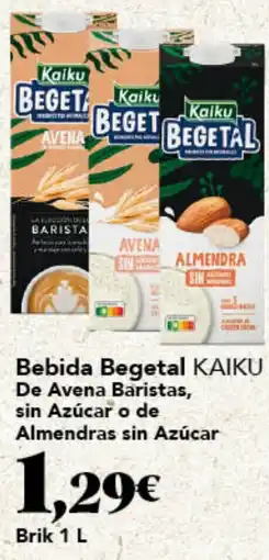 Gadis KAIKU Bebida Begetal De Avena Baristas, sin Azúcar o de Almendras sin Azúcar oferta