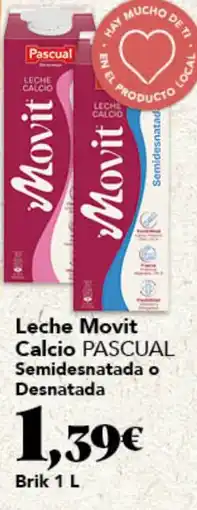 Gadis PASCUAL Leche Movit Calcio Semidesnatada o Desnatada oferta