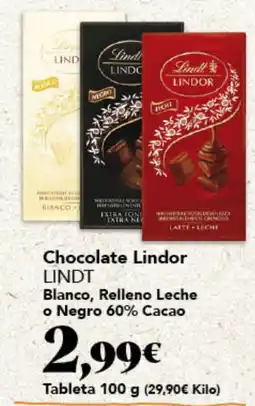 Gadis LINDT Chocolate Lindor Blanco, Relleno Leche o Negro 60% Cacao oferta