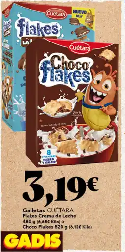 Gadis CUÉTARA Galletas Flakes Crema de Leche Choco Flakes oferta