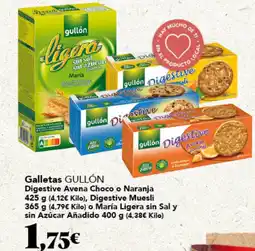 Gadis GULLÓN Galletas Digestive Avena Choco o Naranja Digestive Muesli o María Ligera sin Sal y sin Azúcar Añadido oferta