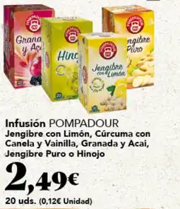 Gadis POMPADOUR Infusión Jengibre con Limón, Cúrcuma con Canela y Vainilla, Granada y Acai, Jengibre Puro o Hinojo oferta