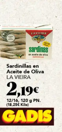 Gadis LA VIEIRA Sardinillas en Aceite de Oliva oferta