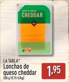 ALDI La tabla - lonchas de queso cheddar oferta