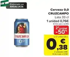 Carrefour Cruzcampo - cerveza 0,0 oferta