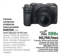 El Corte Inglés Nikon - camera compacta d'o objetivo intercanviable oferta