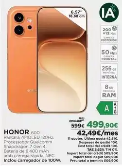 El Corte Inglés Honor - pantilla amoled 120hz oferta