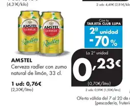Supermercados Lupa AMSTEL Cerveza radler con zumo natural de limón oferta