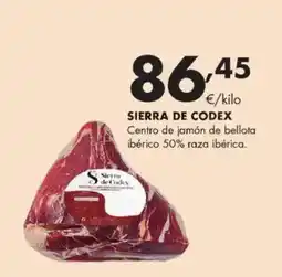 Supermercados Lupa SIERRA DE CODEX Centro de jamón de bellota ibérico 50% raza ibérica oferta