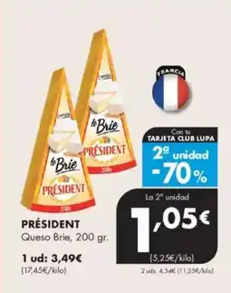 Supermercados Lupa PRÉSIDENT Queso Brie oferta