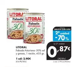 Supermercados Lupa LITORAL Fabada Asturiana -30% sal y grasas, 1 ración oferta
