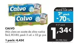 Supermercados Lupa CALVO Atún claro en aceite de oliva vuelca oferta