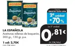 Supermercados Lupa LA ESPAÑOLA Aceitunas rellenas de boquerón oferta