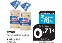 Supermercados Lupa BIMBO Pan sin corteza oferta