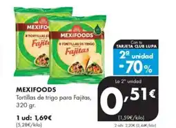 Supermercados Lupa MEXIFOODS Tortillas de trigo para Fajitas oferta