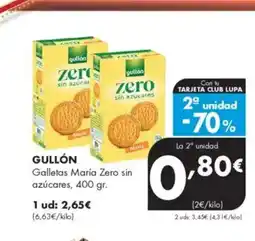Supermercados Lupa GULLÓN Galletas María Zero sin azúcares oferta