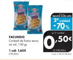 Supermercados Lupa FACUNDO Cocktail de frutos secos sin sal oferta