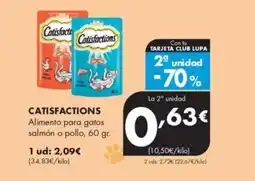Supermercados Lupa CATISFACTIONS Alimento para gatos salmón o pollo oferta