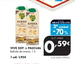 Supermercados Lupa VIVE SOY de PASCUAL Bebida de avena oferta