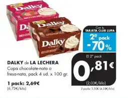 Supermercados Lupa DALKY de LA LECHERA Copa chocolate-nata o fresa-nata oferta