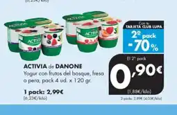 Supermercados Lupa ACTIVIA de DANONE Yogur con frutos del bosque, fresa o pera oferta