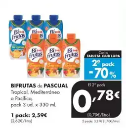 Supermercados Lupa BIFRUTAS de PASCUAL Tropical, Mediterráneo o Pacífico oferta