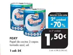 Supermercados Lupa FOXY Papel de cocina 3 capas tornado azul, ud. oferta
