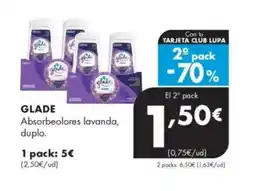 Supermercados Lupa GLADE Absorbeolores lavanda, duplo oferta