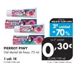 Supermercados Lupa PIERROT PIWY Gel dental de fresa oferta
