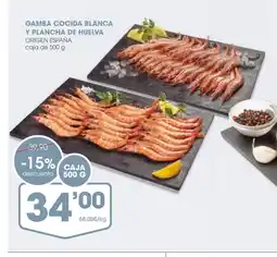 Supermercados Plaza Gamba cocida blanca y plancha de huelva oferta